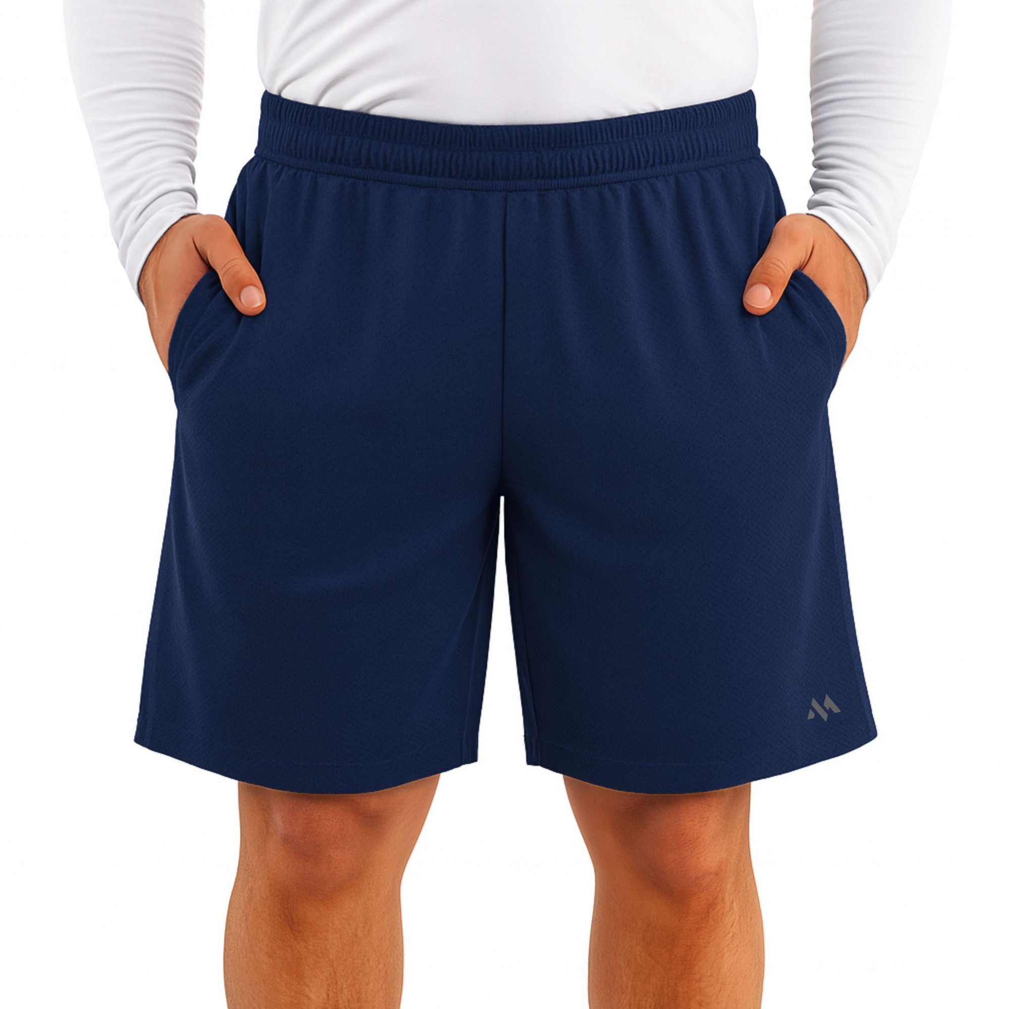 Bermuda Favo Dry Com Bolso Secagem Rápida Masculino RYOVEN na cor Azul Marinho
