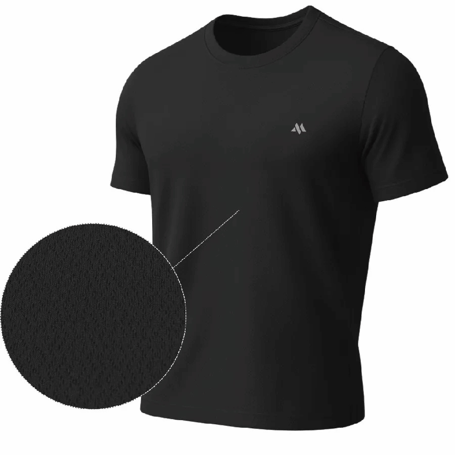 Camiseta Dry Fit New Wave - Masculina Moda Academia Ajuste Atlético na cor Preto